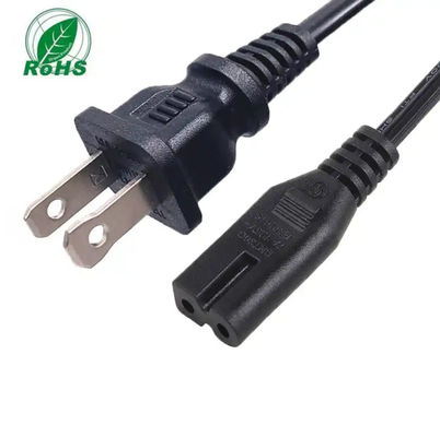 ブラック USA 電源コード 10A 125V 2ピン NEMA 1-15P IEC 320 C7 にプラグ